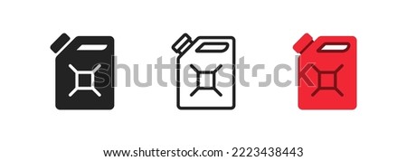 Fuel can icon. Red handle jerry can. Petrol signs. Car petrol symbol. Gallon. Auto industry.  Flat design. Vector illustration. 