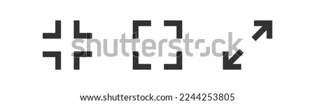 Fullscreen enter and exit icon on white background. Expand window to fullscreen symbol. Expand square with arrows. Flat design. Vector illustration. 