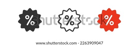 Percent sign in sircle, discount icon on light background. Sale symbol. Shopping, label, coupon, special, gift, business . Outline, flat and colored style. Flat design.