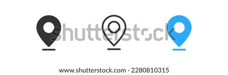 Geolocation icon on light background. Mark location symbol. Navigation, map,  location pin, position. Outline, flat and colored style. Flat design.