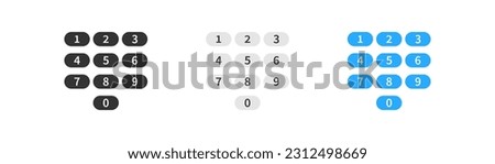 Smartphone dial keypad icon on light background. Call symbol. Numbers panel template, smartphone screen. Outline, flat and colored style. Flat design. Vector illustration.
