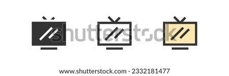 TV icon isolated on white background. Television, broadcast symbol. Video, stream, chanel, media, antenna. Flat design for web UI. Vector illustration.