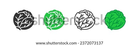 Cabbage vegetable vector icon. Organic vegetarian salad symbol. Natural fresh green healthy food, harvest season. Outline, flat and colored style icon for web design. Vector illustration.