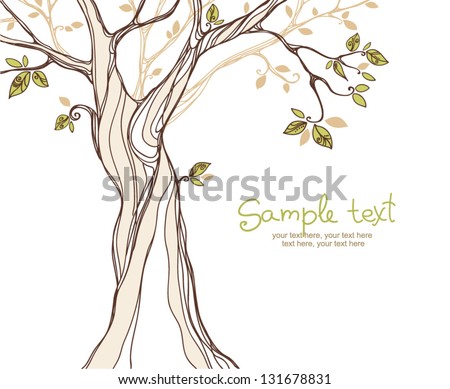 card design with stylized tree