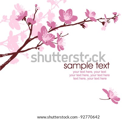 card with stylized cherry blossom and text