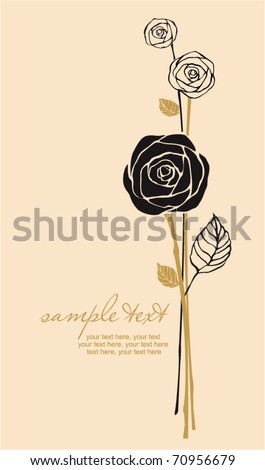 cards with vector stylized rose and text