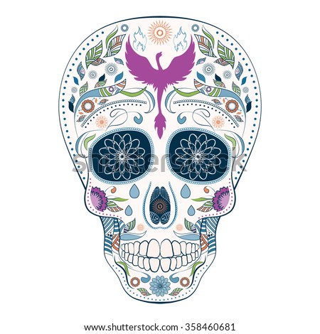 Dia de Muertos Tattoo Skull Ornate Day of The Dead