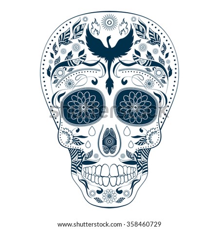 Dia de Muertos Tattoo Skull Ornate Day of The Dead