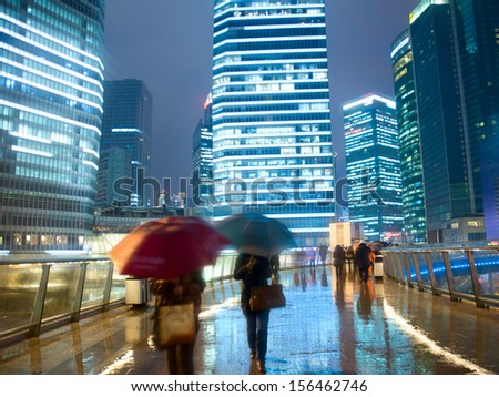 Shanghai street rain at night