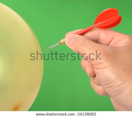 Hand dart punctured balloon