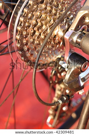 Close up shot of the bike parts
