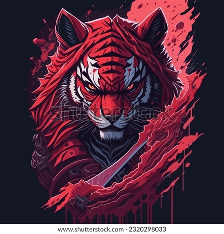 Vector Illustration of an Evil Ninja Tiger Face