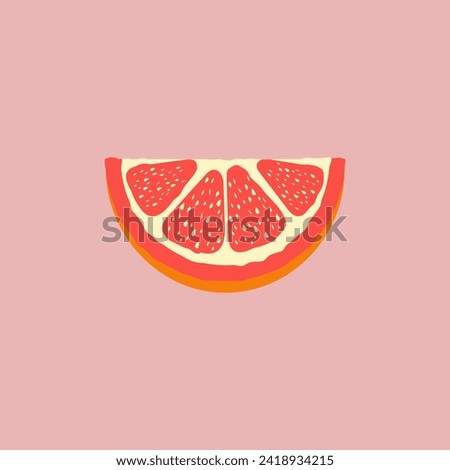 Grapefruit slice design on pink background. Delicious citrus. Vector illustration for cards, business, banners, textile, wallpaper, wrapping	