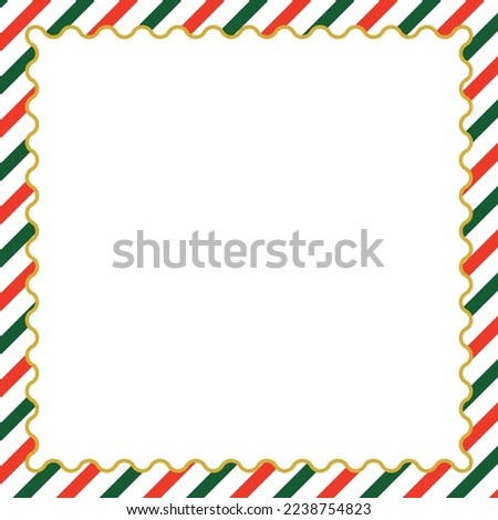 Red and Green stripes outer border with wave style gold inner border for Christmas