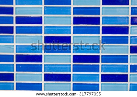 Blue glass mosaic in the bathroom,horizontal