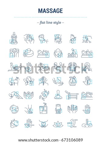 Vector graphic set.Isolated Icons in flat, contour, thin, minimal and linear design.Aroma vana. Aromatherapy. Relaxing bath.Concept illustration for Web site.Sign,symbol, element.