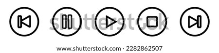 Set of media player isolated element. Vector icons. Design media player symbol.