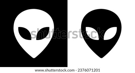 Aliens head. Alien black face illustration. Martian head vector icon.