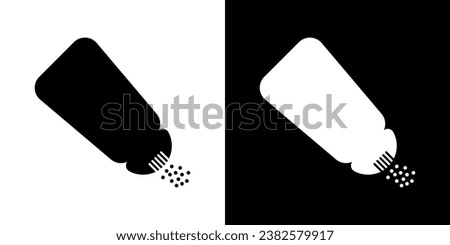 Salt and pepper shaker vector illustration. Spice bottle black icon. Seasoning container symbol.