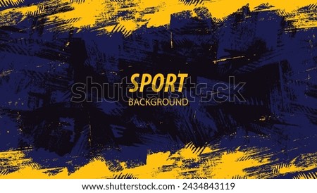 Abstract yellow-blue frame on a dark background. Sporty design in grunge style. Illustration for sports, athletics, training, workout, etc.