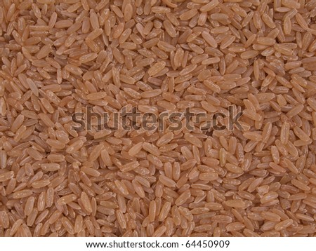 Brown, long grain rice with no background.