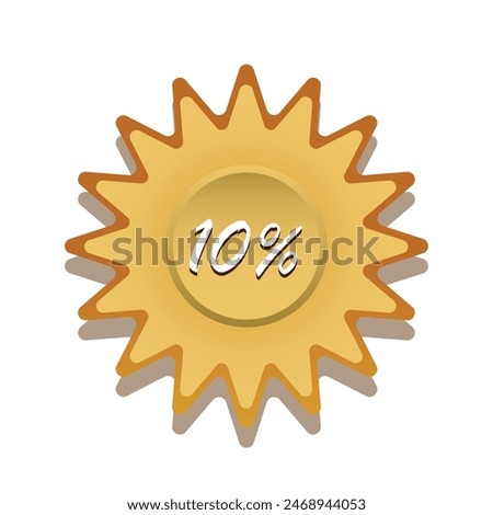 Round icon image of 10 percent shopping center discount. Simple flat design stile with shadows. suitable for electronic trading, buy now. design template vector