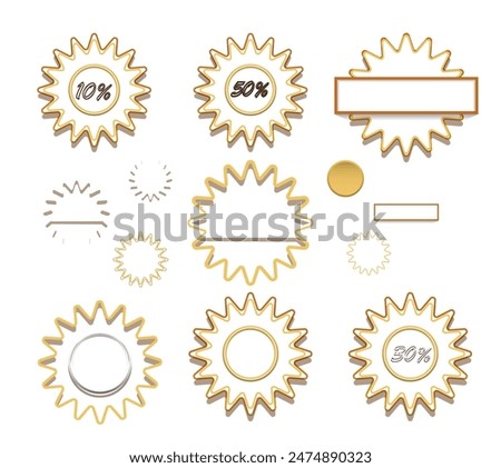 Round icon set image of shopping center discount. Outline design stile with shadows. suitable for electronic trading, buy now. design template vector