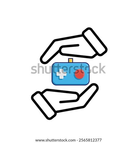 game icon. joystick in hand, controller, console. for rental logo, web icon, play station, mixed design style. Vector design