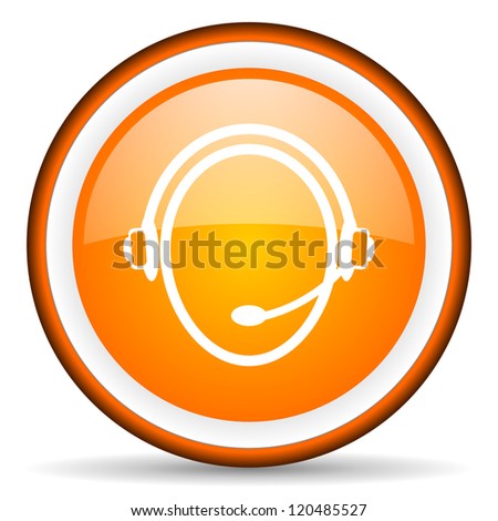 Customer Service Orange Glossy Circle Icon On White Background Stock ...