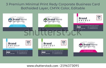 Corporate business card both side Green Red Pink print redy minimal simpol modren2