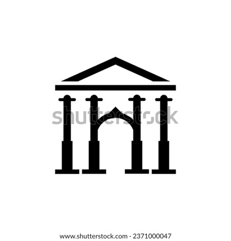 A vector design logo depicting a building, palace,city library,museum in black