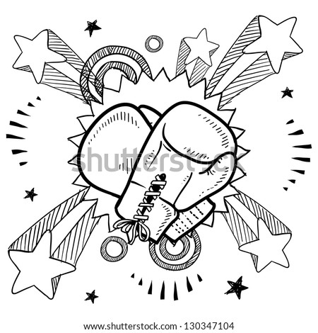 Doodle style illustration boxing in vector format. Includes boxing gloves and pop explosion background.
