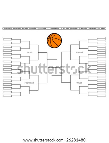 Vector illustration of a blank college basketball tournament bracket.