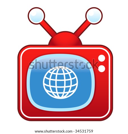 Globe or international icon on retro television set