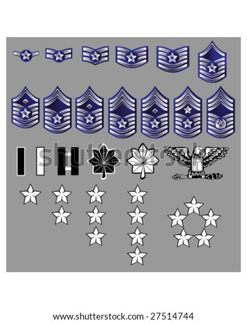 Us Air Force Rank Insignia For Officers And Enlisted In Vector Format ...