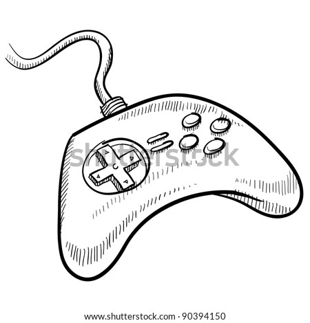 Doodle style video game controller vector illustration