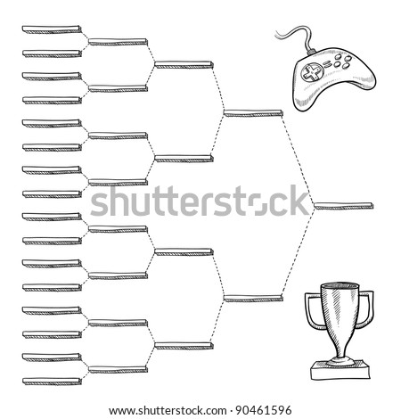 Blank video game tournament blank bracket - vector file with doodle style