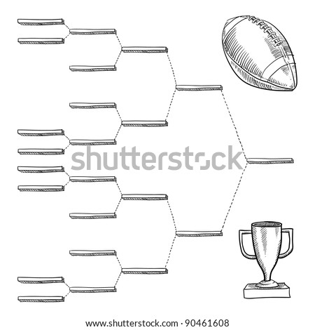 Blank professional football playoff bracket - vector file with doodle style