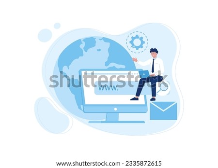 Web hosting icon and earth globe image trending concept flat illustration