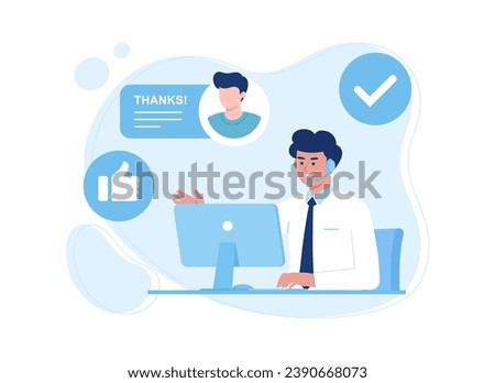 call center and technical support for customers, online consultation trending concept flat illustration