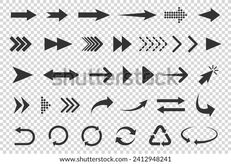 Set of vector flat icons arrows isolated