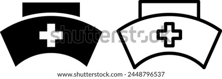 nurse hat icon, sign, or symbol in glyph and line style isolated on transparent background. Vector illustration