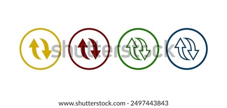 Exchange icon. Reverse arrow icon in different color design.