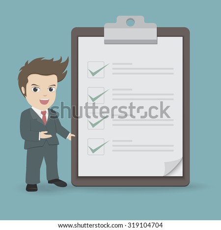 Businessman with clipboard and checklist.