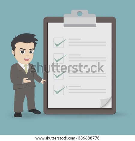 Businessman with clipboard and checklist paper.