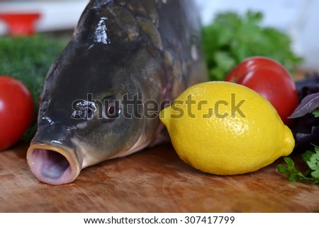 Fish with fresh vegetables and herbs