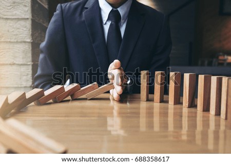 Similar – Image, Stock Photo The wooden domino blocks falling down