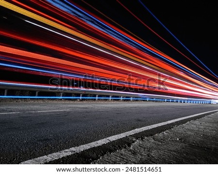 Similar – Image, Stock Photo light trails at night on a highway