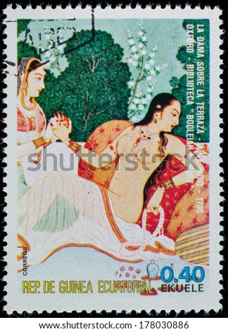 EQUATORIAL GUINEA - CIRCA 1974: A stamp printed in the Equatorial Guinea, shows the Indian Arts \