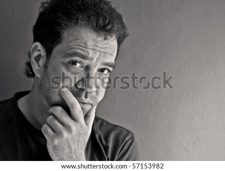 Thoughtful man. Black and white portraits series